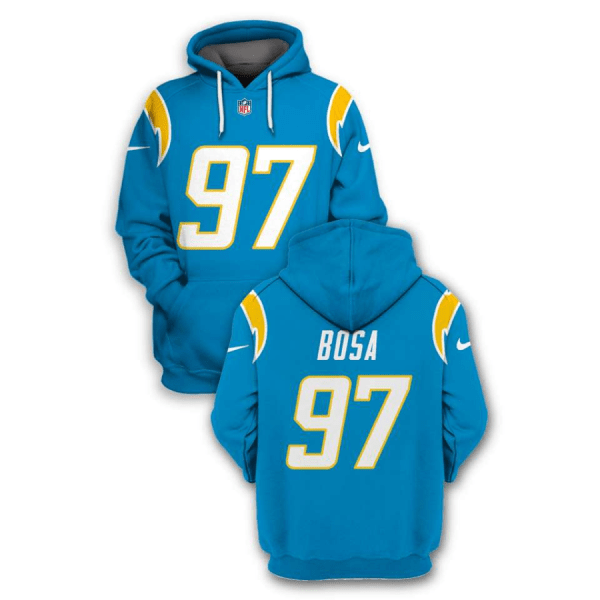 Men's Los Angeles Chargers #97 Joey Bosa 2021 White Pullover Hoodie